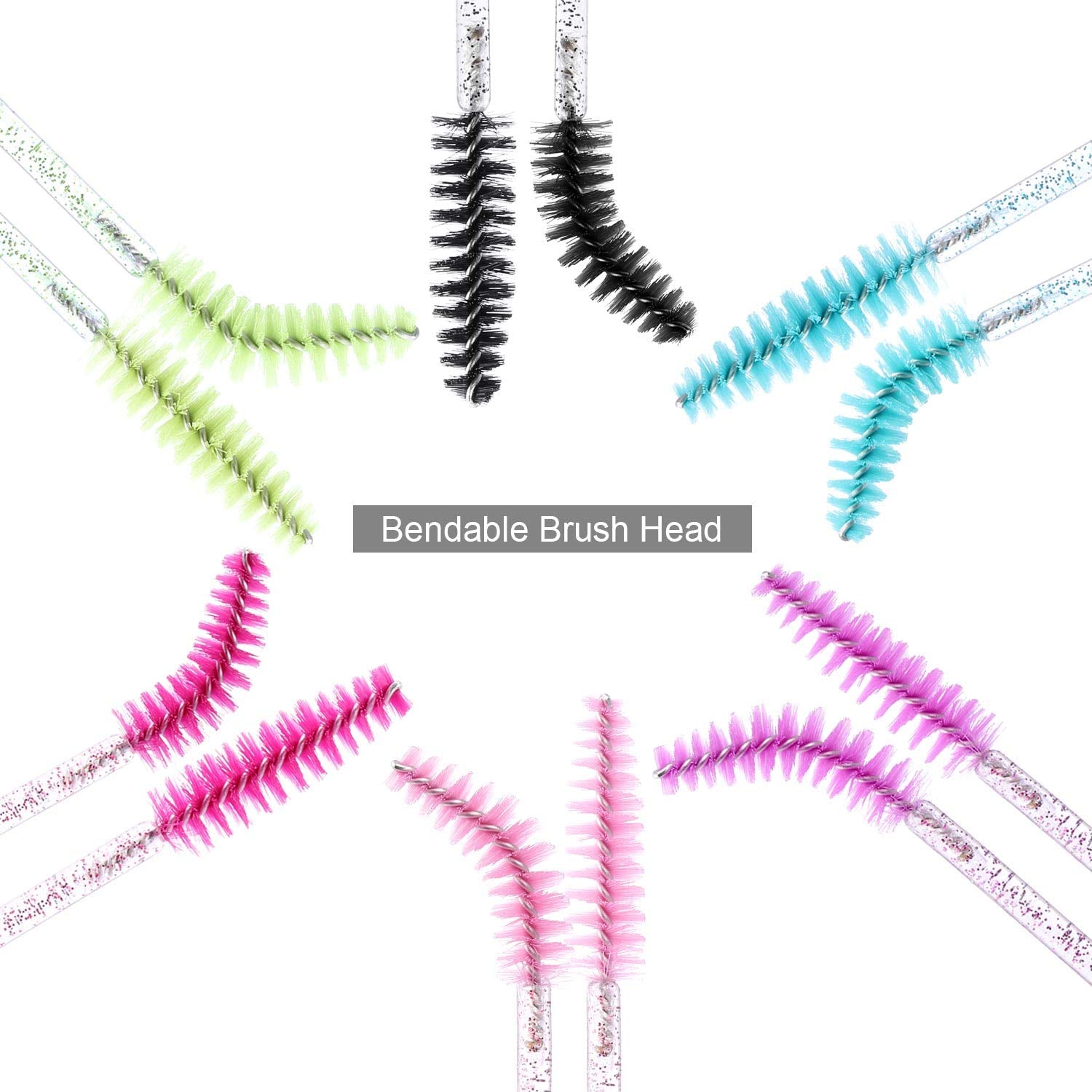 300 Disposable Mascara Wands Eyelash Brush Spoolies for Eye Lash Extension, Eyebrow and Makeup Crystal