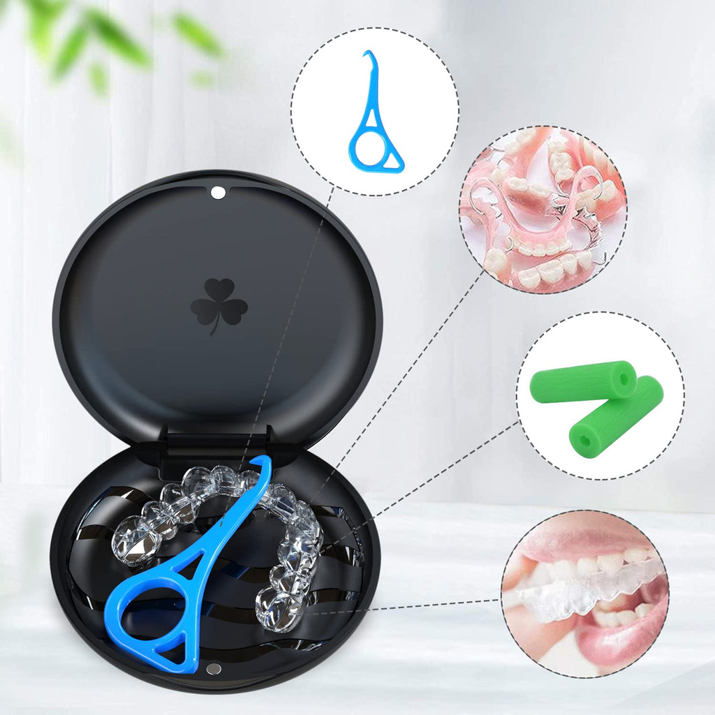 - 2 Pack Retainer Mouth Guards Travel Cases, Black + Black.