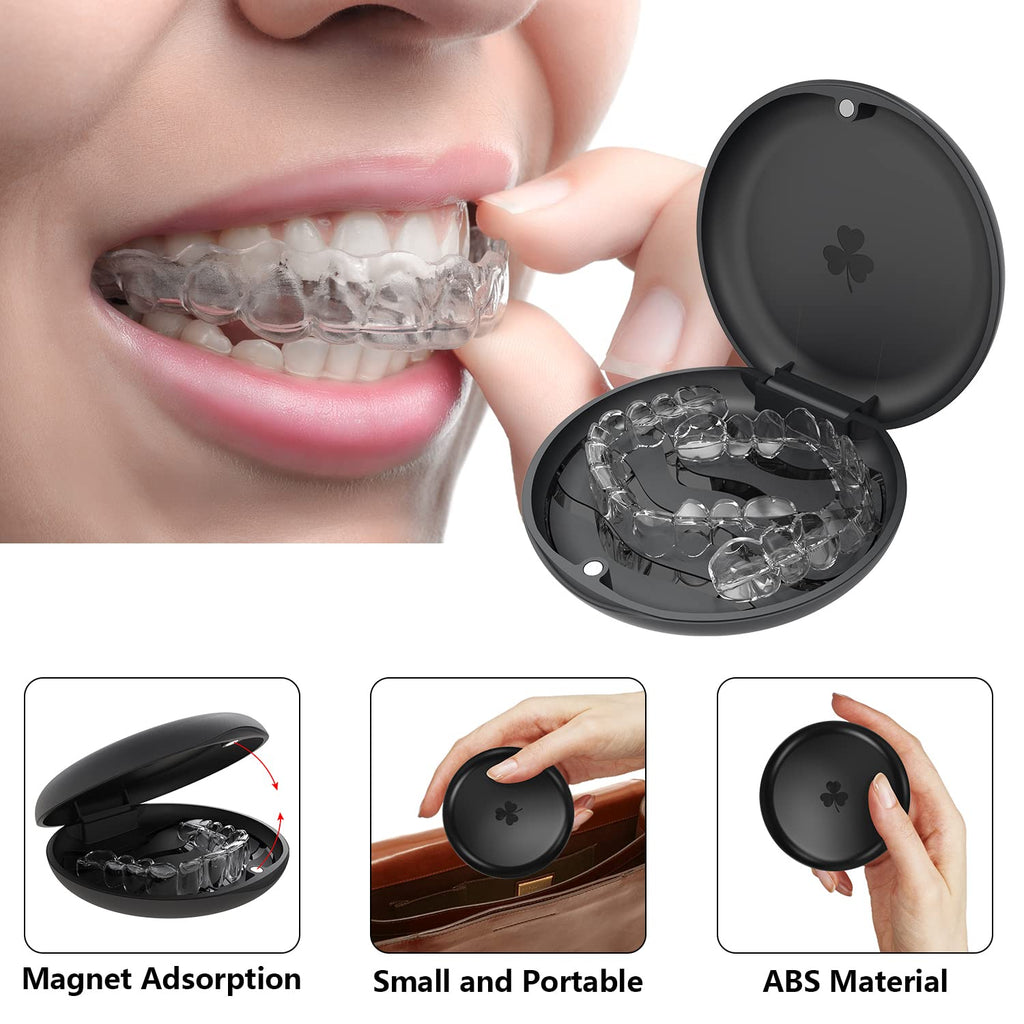 - 2 Pack Retainer Mouth Guards Travel Cases, Black + Black.