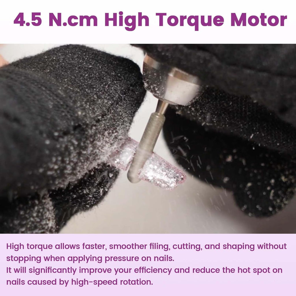 Professional Nail Drill Machine 35000 RPM, Portable Nail Drill for Acrylic Nail Gel Nail, Rechargeable Electric Nail File Efile Nail Drill, Home and Salon Use Nail Tool (Purple)