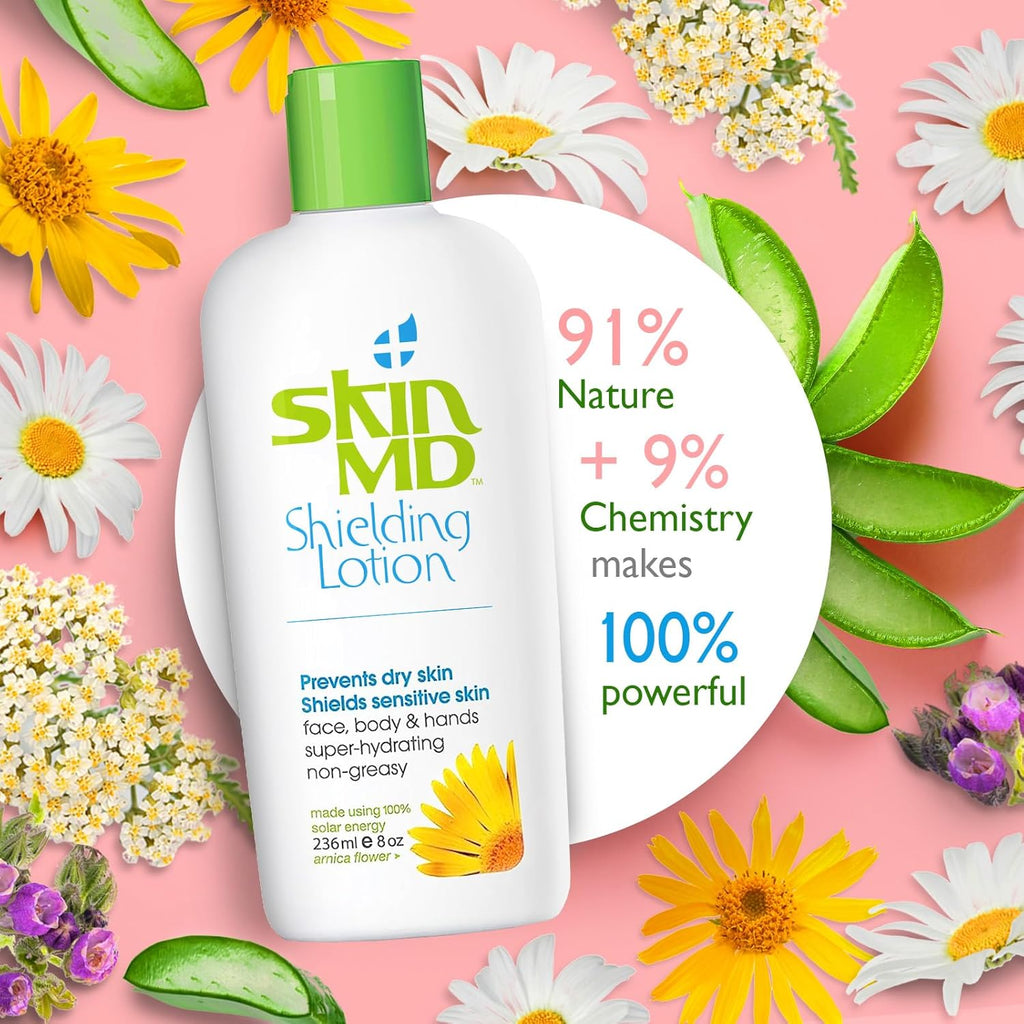 Skin MD Shielding Lotion for Face, Body & Hands 8Oz with Dispenser- Helps with Eczema & Psoriasis! the Natural Dry Skin Remedy to the Things That Dry Your Skin