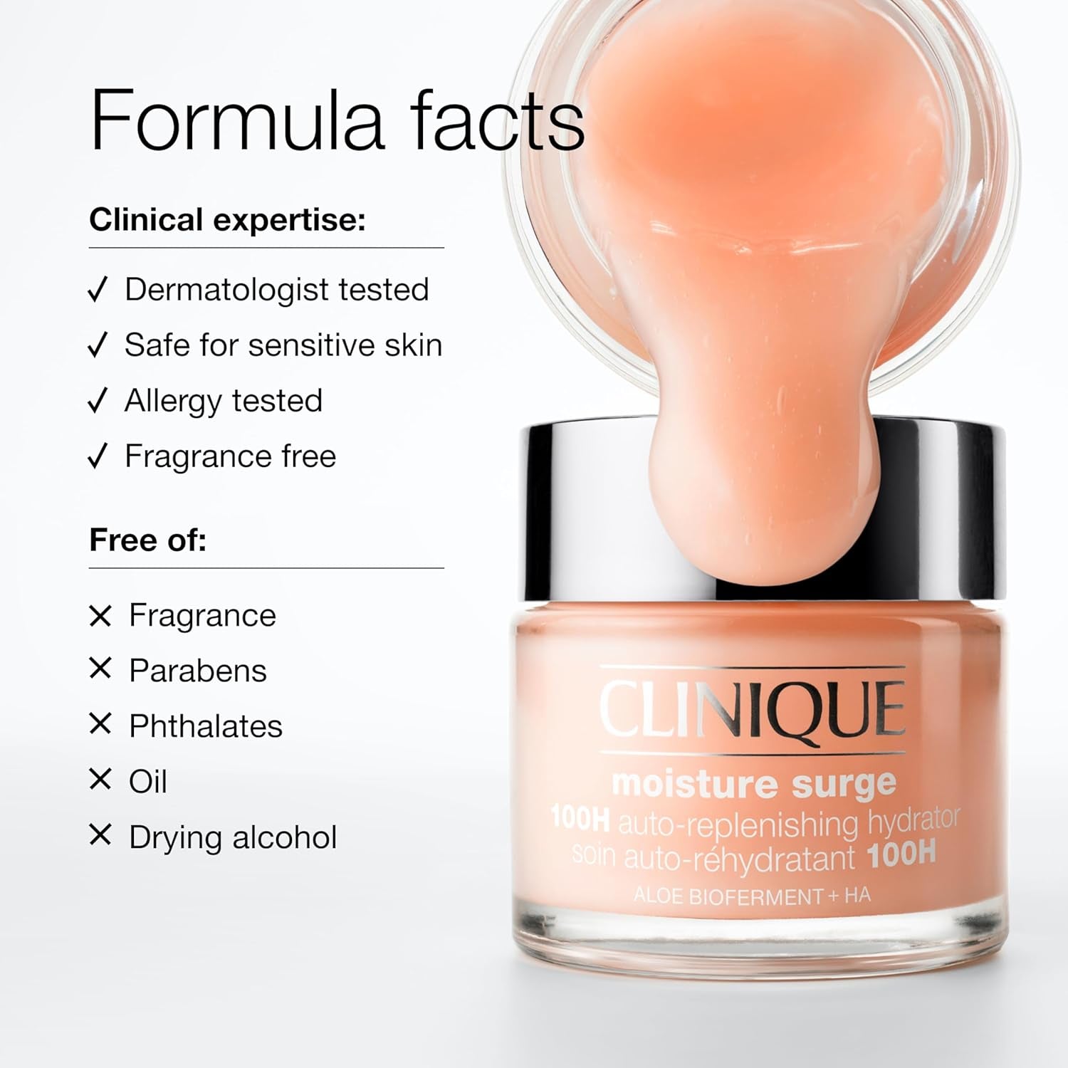 Clinique Moisture Surge 100H Auto-Replenishing Hydrator Oil Free Face Moisturizer with Hyaluronic Acid for All Skin Types | Hydrating + Moisturizing